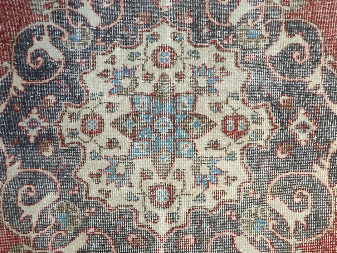 Beige Turkish Runner Rug 6' 10" x 10' 10" Hand-Knotted | No. WR14833