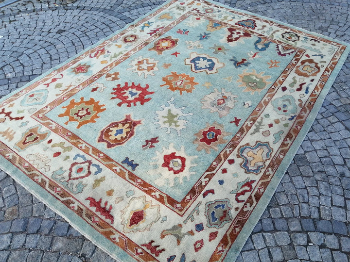 Beige Turkish Runner Rug 9' 5" x 12' 8" Hand-Knotted | No. WR15038
