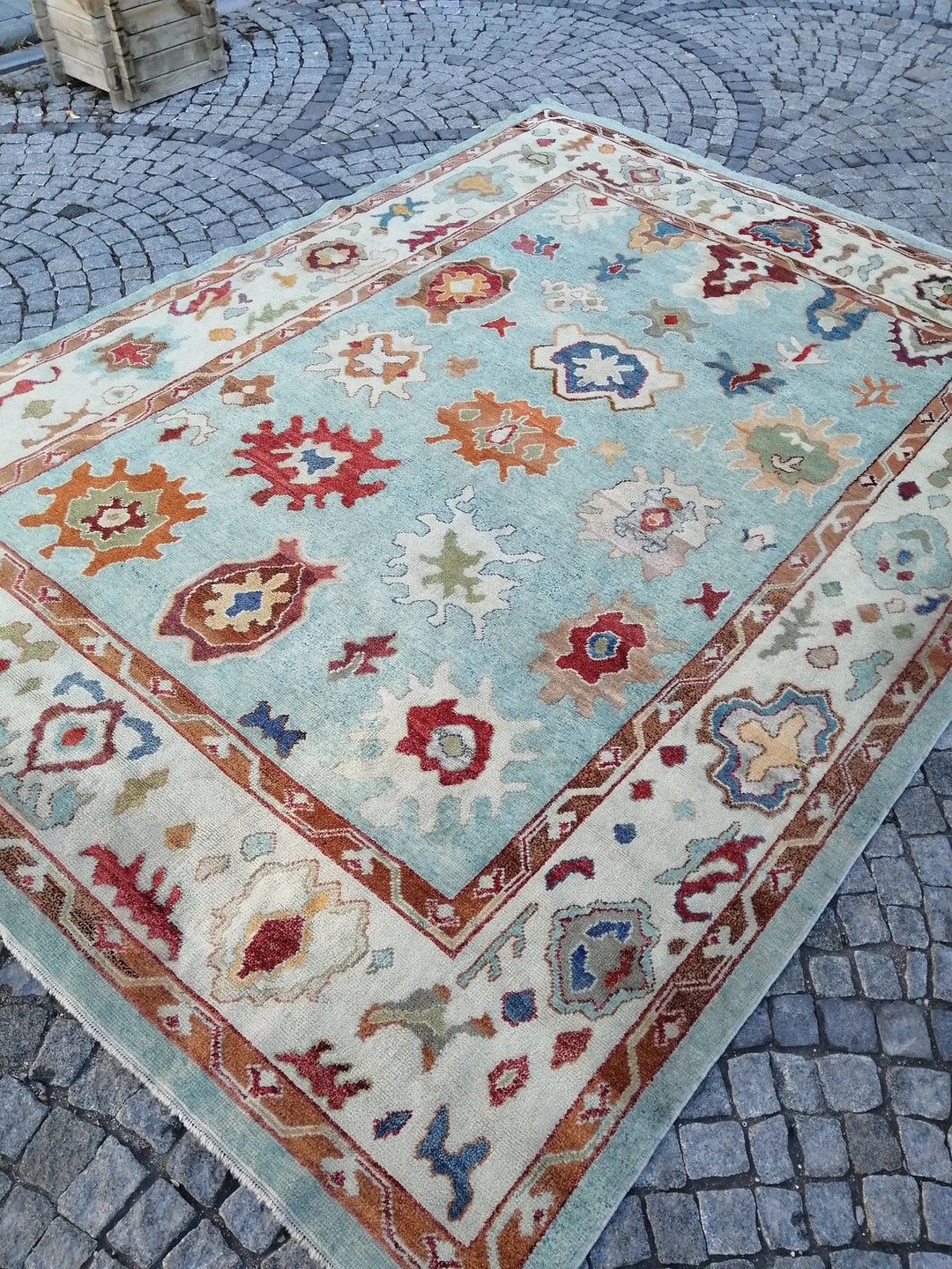 Beige Turkish Runner Rug 9' 5" x 12' 8" Hand-Knotted | No. WR15038