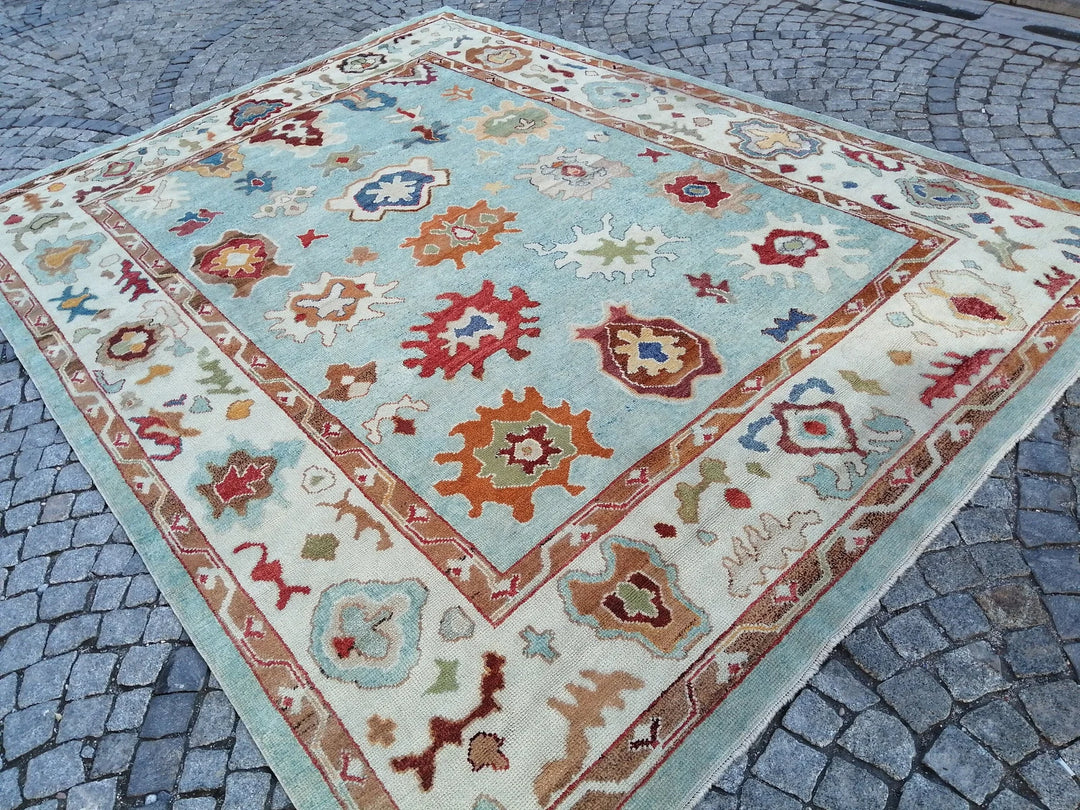 Beige Turkish Runner Rug 9' 5" x 12' 8" Hand-Knotted | No. WR15038