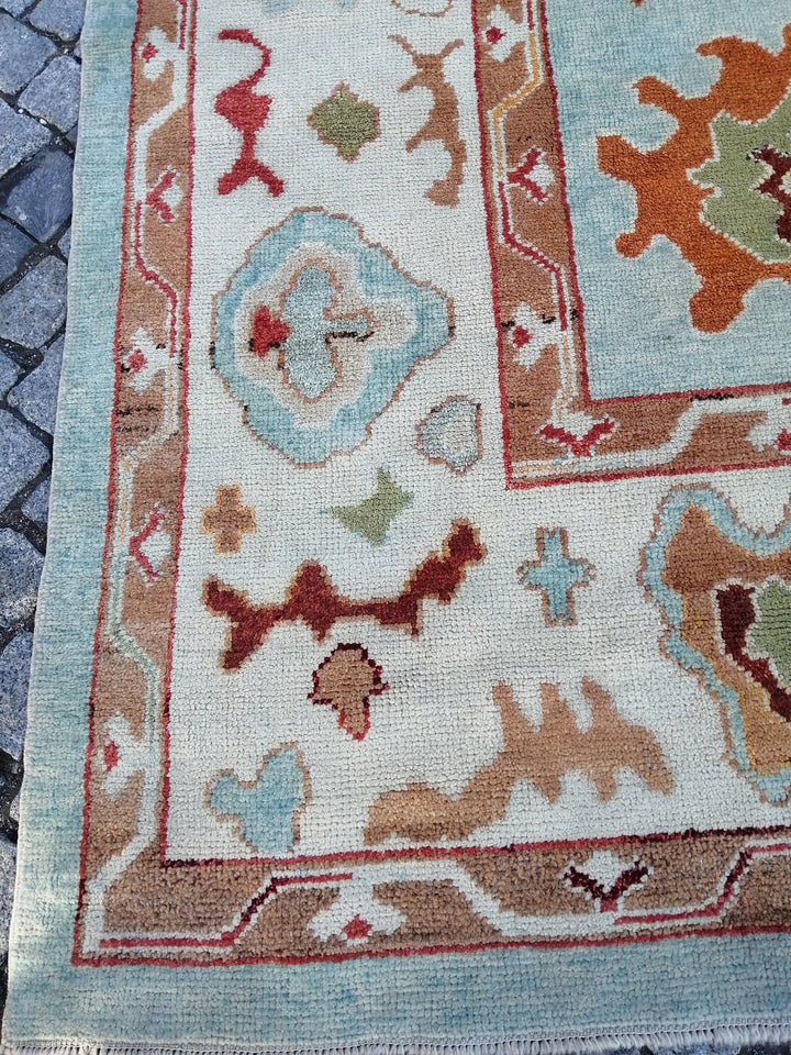 Beige Turkish Runner Rug 9' 5" x 12' 8" Hand-Knotted | No. WR15038