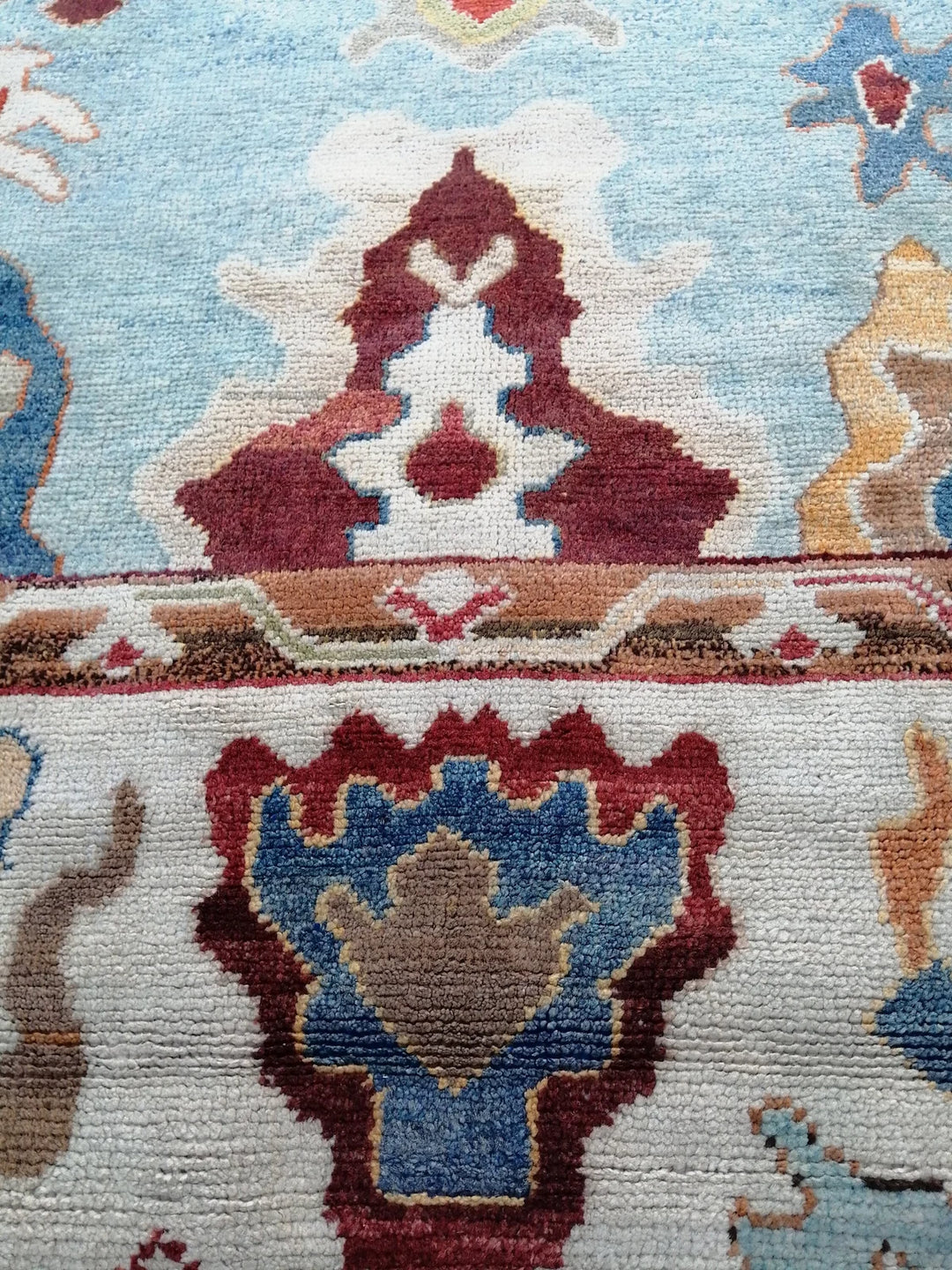 Beige Turkish Runner Rug 9' 5" x 12' 8" Hand-Knotted | No. WR15038