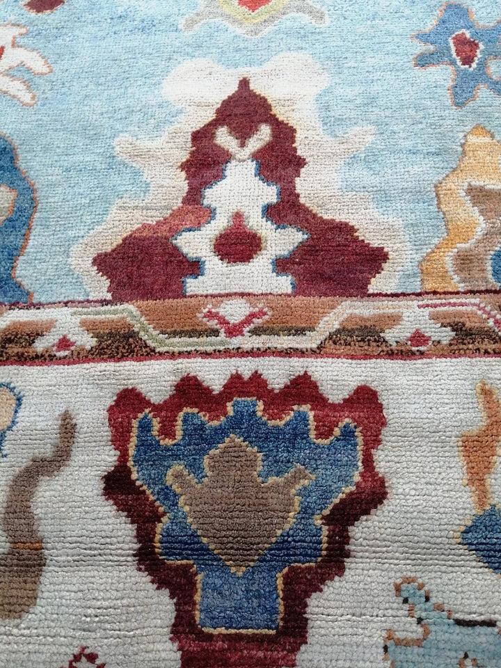 Beige Turkish Runner Rug 9' 5" x 12' 8" Hand-Knotted | No. WR15038