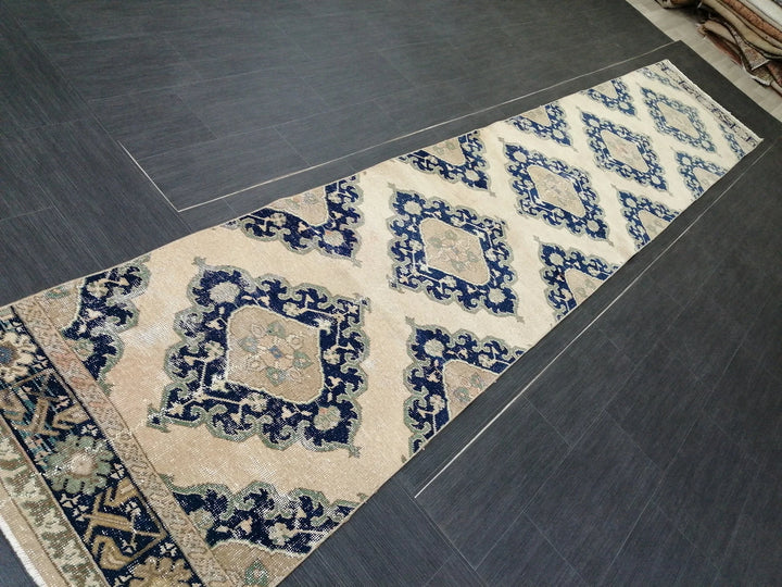 Navy Turkish Runner Rug 2' 7" x 14' 1" Hand-Knotted | No. WR15319