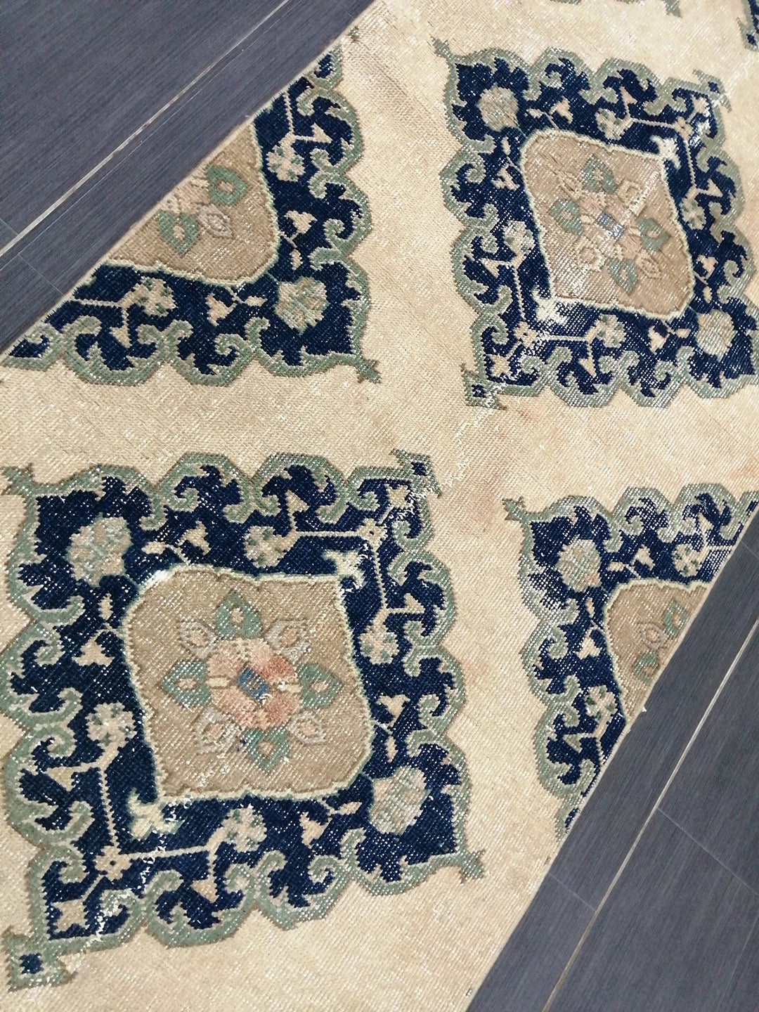 Navy Turkish Runner Rug 2' 7" x 14' 1" Hand-Knotted | No. WR15319