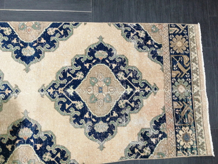 Navy Turkish Runner Rug 2' 7" x 14' 1" Hand-Knotted | No. WR15319