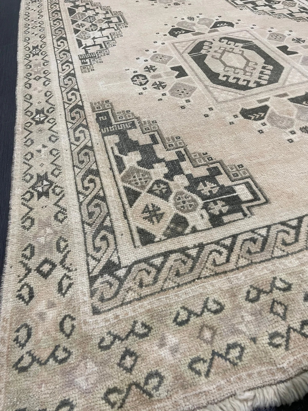 Beige Turkish Runner Rug 4' 3" x 10' 11" Hand-Knotted | No. WR15783