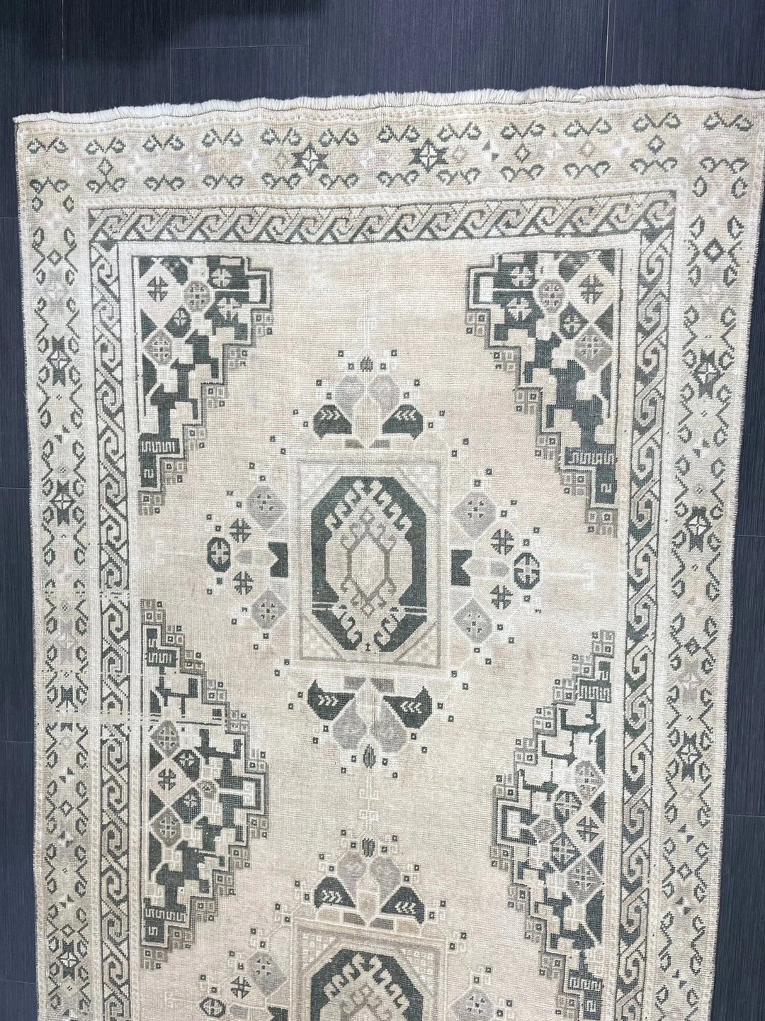 Beige Turkish Runner Rug 4' 3" x 10' 11" Hand-Knotted | No. WR15783