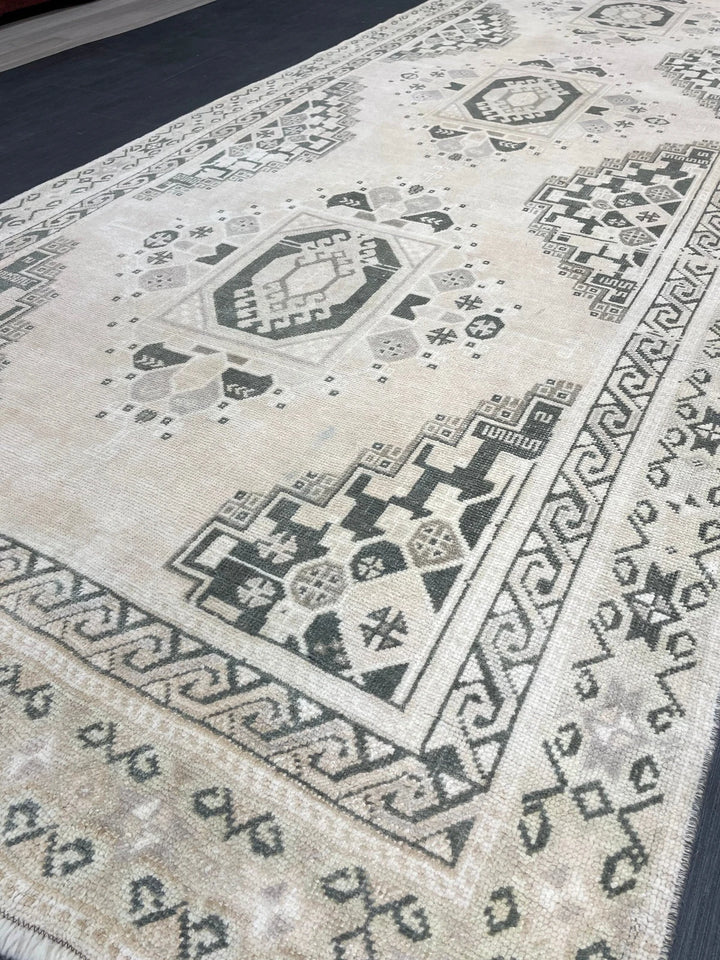 Beige Turkish Runner Rug 4' 3" x 10' 11" Hand-Knotted | No. WR15783