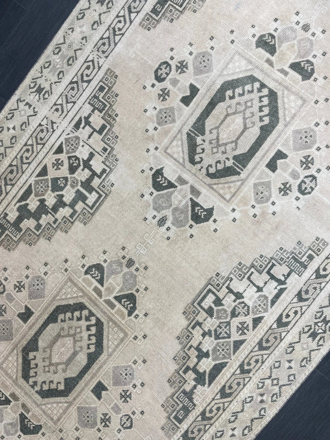 Beige Turkish Runner Rug 4' 3" x 10' 11" Hand-Knotted | No. WR15783