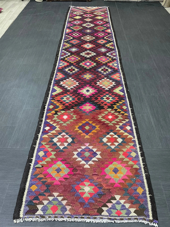 Rust Turkish Runner Rug 2' 9" x 12' 7" Hand-Knotted | No. WR15840