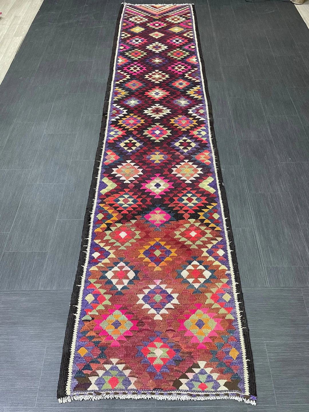 Rust Turkish Runner Rug 2' 9" x 12' 7" Hand-Knotted | No. WR15840