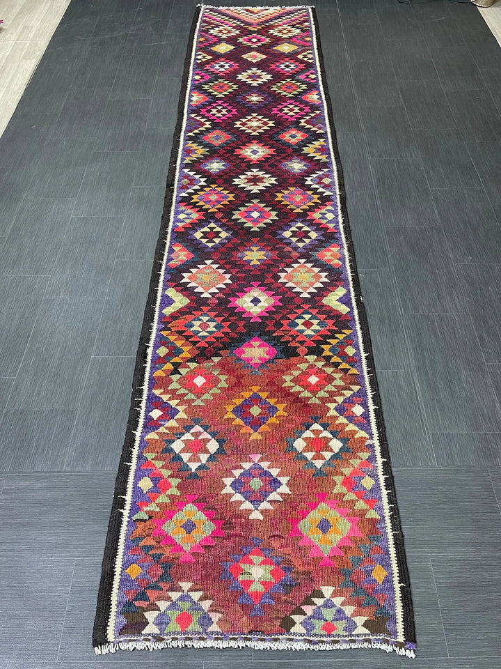 Rust Turkish Runner Rug 2' 9" x 12' 7" Hand-Knotted | No. WR15840