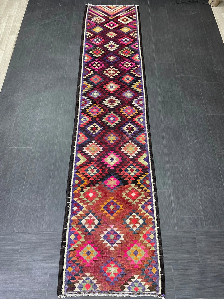 Rust Turkish Runner Rug 2' 9" x 12' 7" Hand-Knotted | No. WR15840