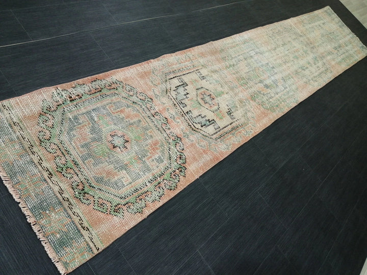 Beige Turkish Runner Rug 2' 2" x 11' 11" Hand-Knotted | No. WR15868