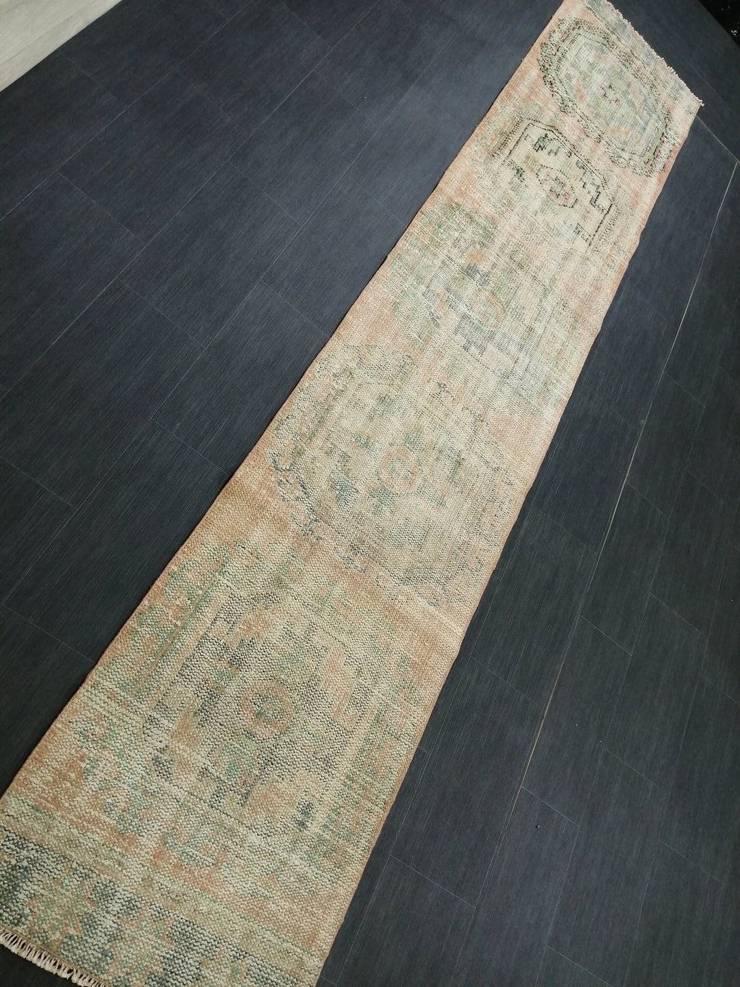 Beige Turkish Runner Rug 2' 2" x 11' 11" Hand-Knotted | No. WR15868