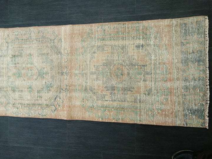 Beige Turkish Runner Rug 2' 2" x 11' 11" Hand-Knotted | No. WR15868