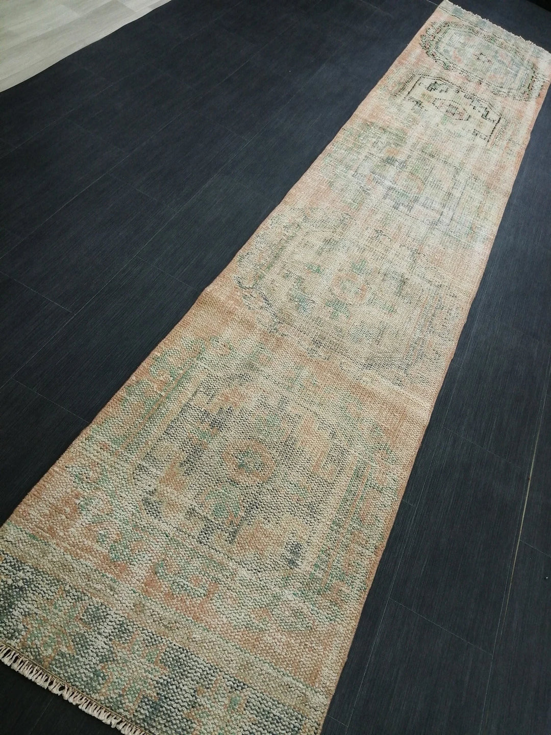 Beige Turkish Runner Rug 2' 2" x 11' 11" Hand-Knotted | No. WR15868