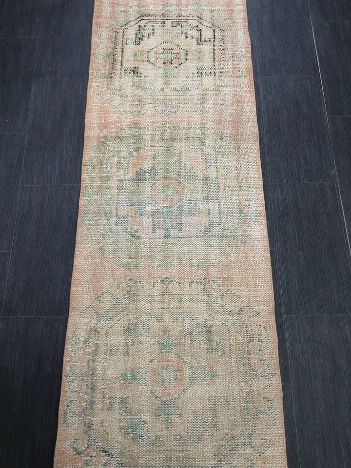 Beige Turkish Runner Rug 2' 2" x 11' 11" Hand-Knotted | No. WR15868