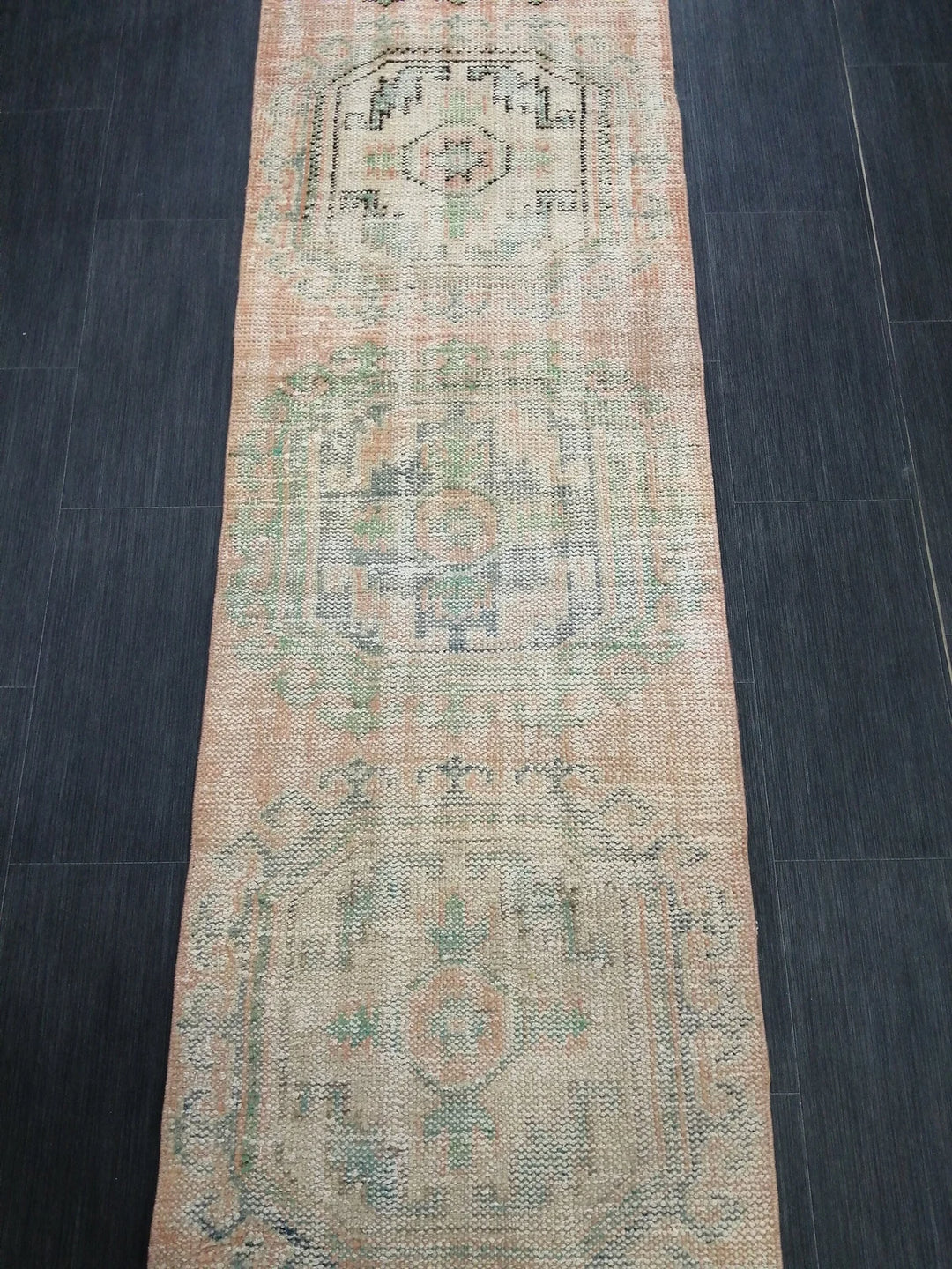 Beige Turkish Runner Rug 2' 2" x 11' 11" Hand-Knotted | No. WR15868