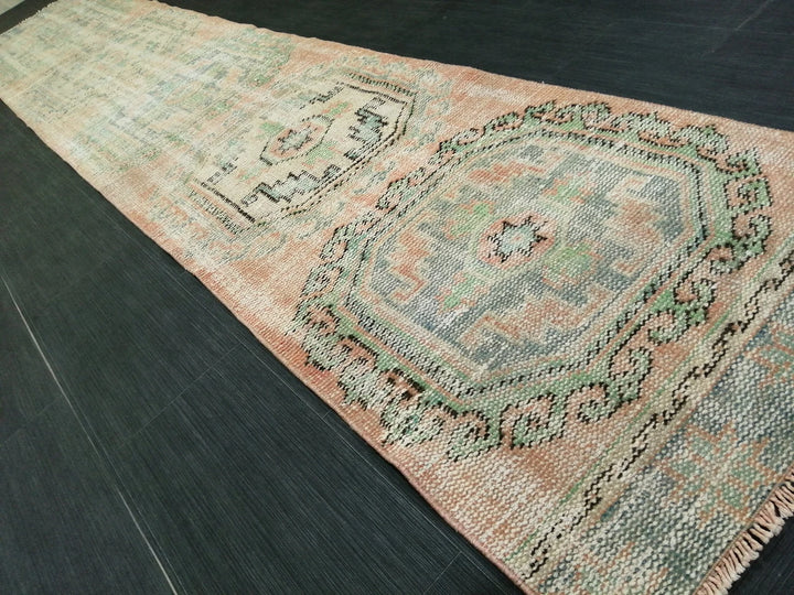 Beige Turkish Runner Rug 2' 2" x 11' 11" Hand-Knotted | No. WR15868