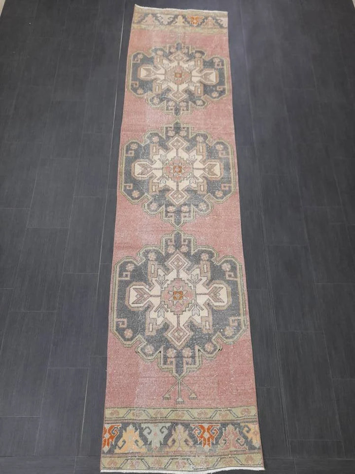 Pink Turkish Runner Rug 2' 7" x 10' 7" Hand-Knotted | No. WR15908