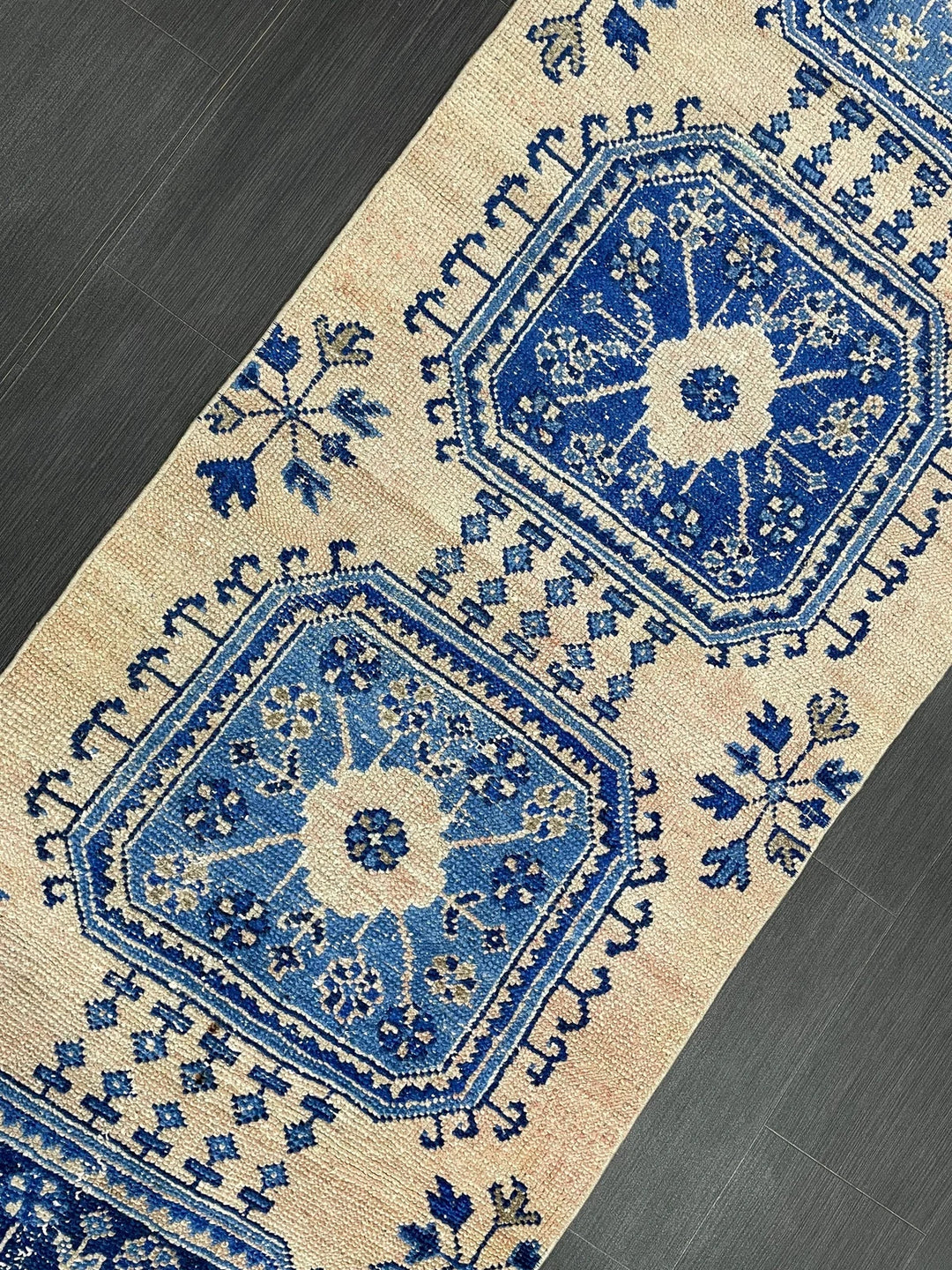 Blue Turkish Runner Rug 2' 9" x 12' 1" Hand-Knotted | No. WR16098