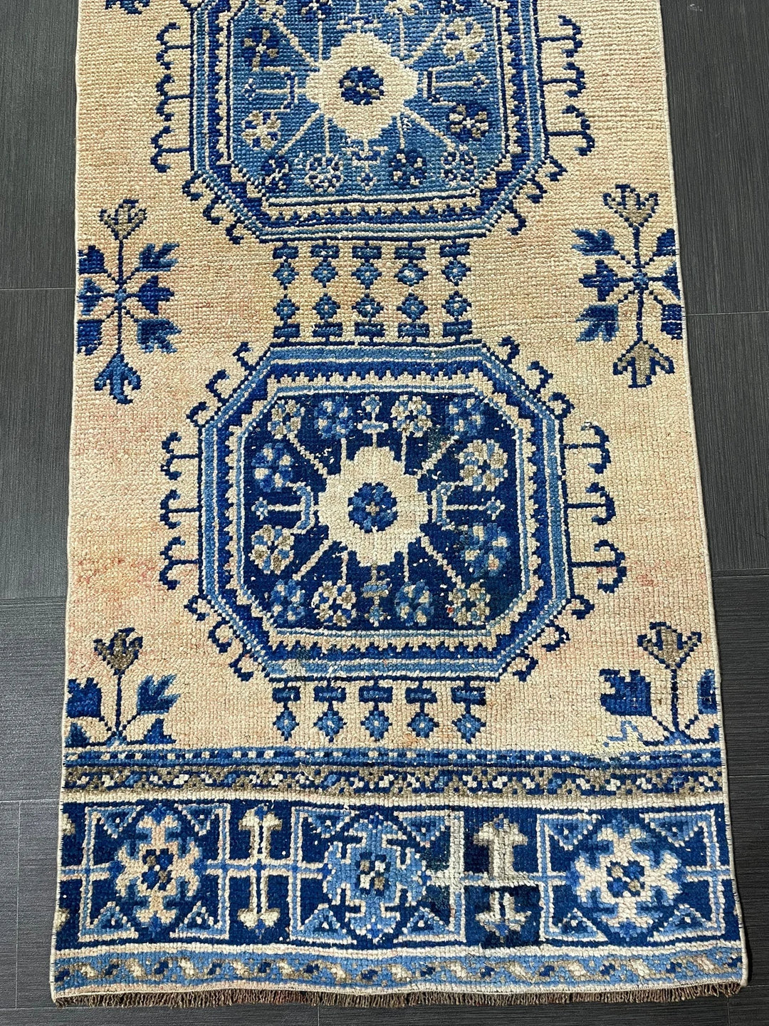 Blue Turkish Runner Rug 2' 9" x 12' 1" Hand-Knotted | No. WR16098