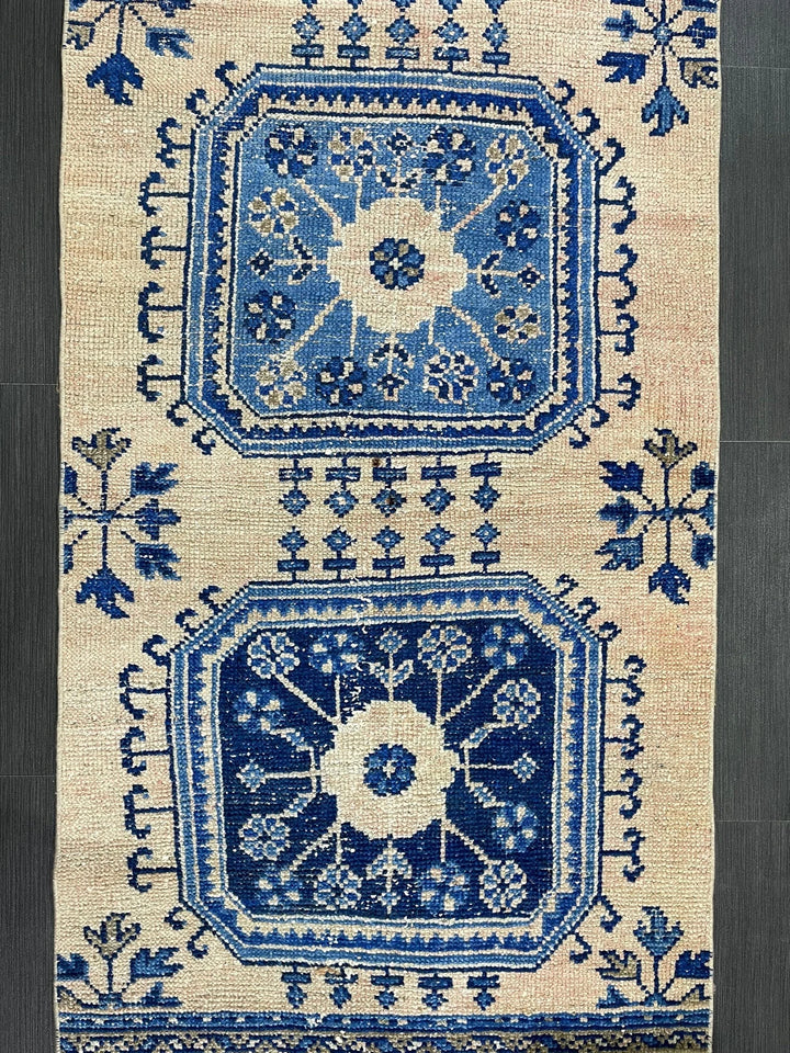 Blue Turkish Runner Rug 2' 9" x 12' 1" Hand-Knotted | No. WR16098