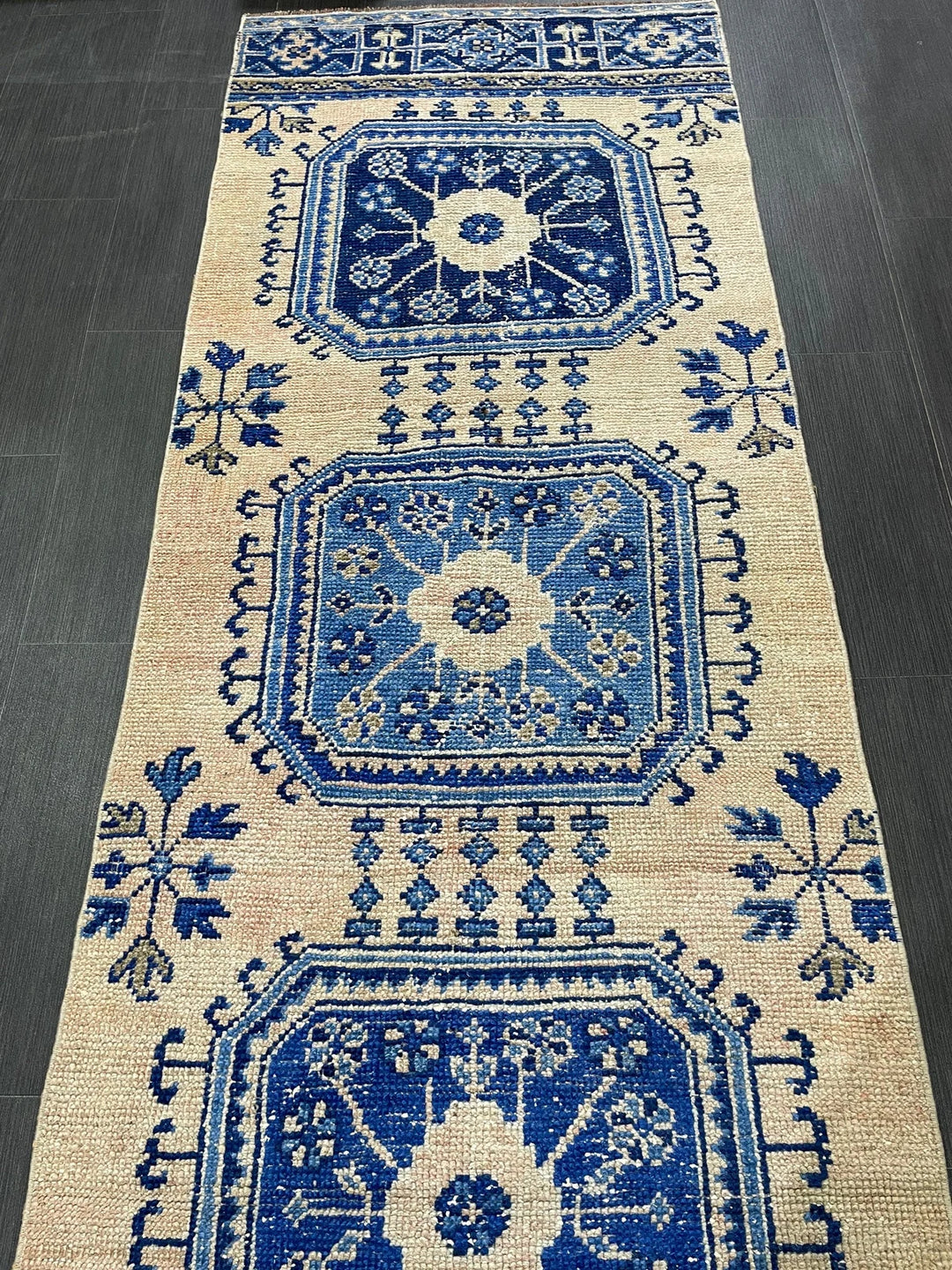 Blue Turkish Runner Rug 2' 9" x 12' 1" Hand-Knotted | No. WR16098