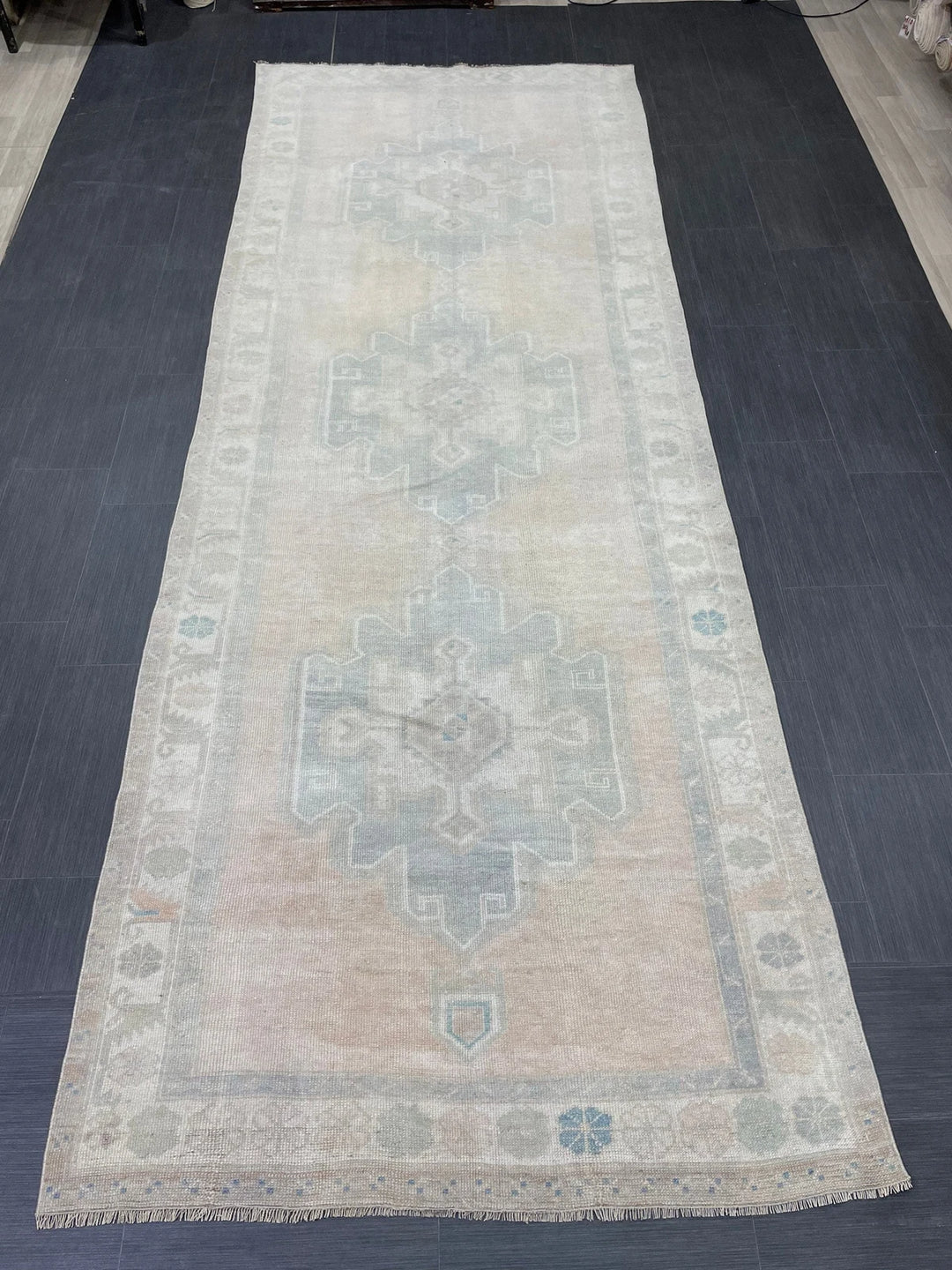 Tan Turkish Runner Rug 4' 8" x 12' 7" Hand-Knotted | No. WR16301