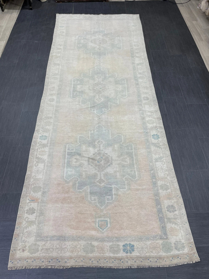 Tan Turkish Runner Rug 4' 8" x 12' 7" Hand-Knotted | No. WR16301
