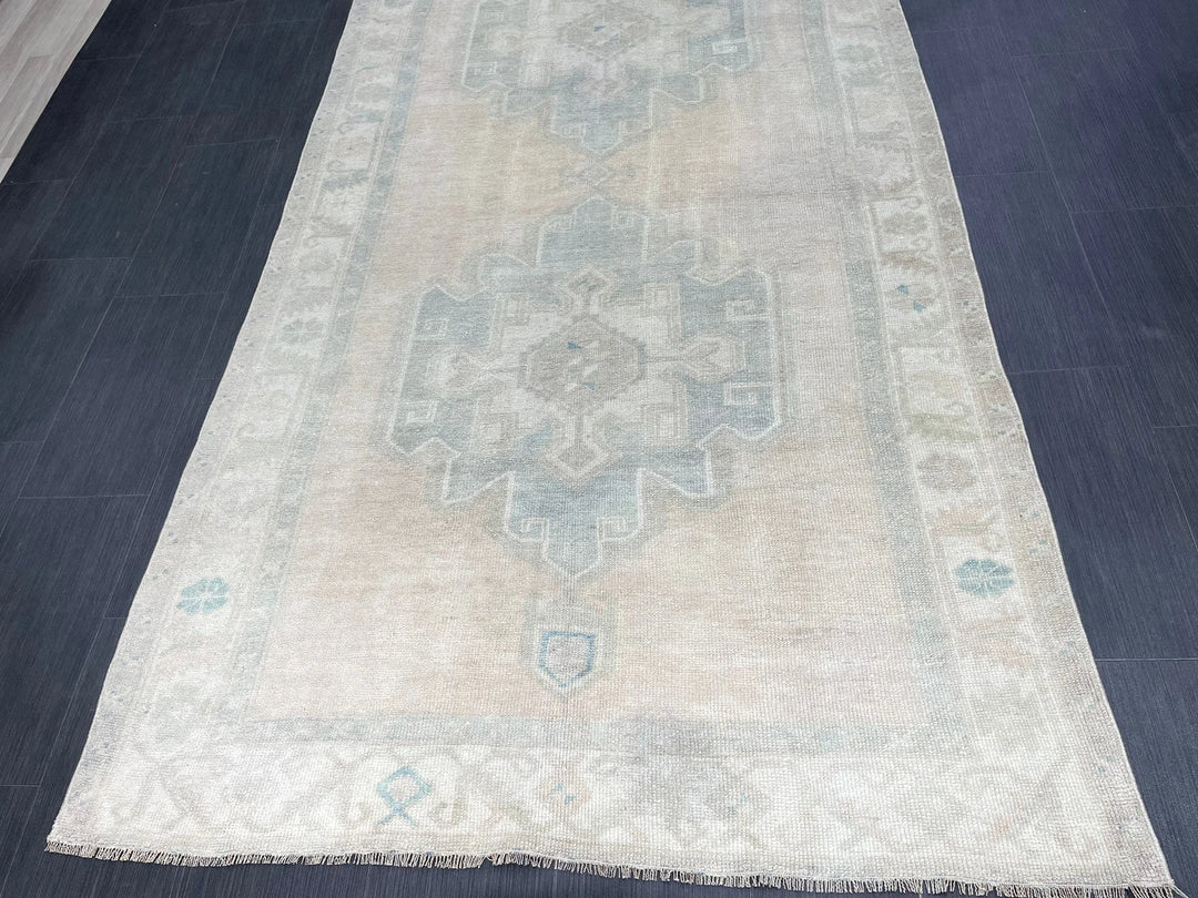 Tan Turkish Runner Rug 4' 8" x 12' 7" Hand-Knotted | No. WR16301