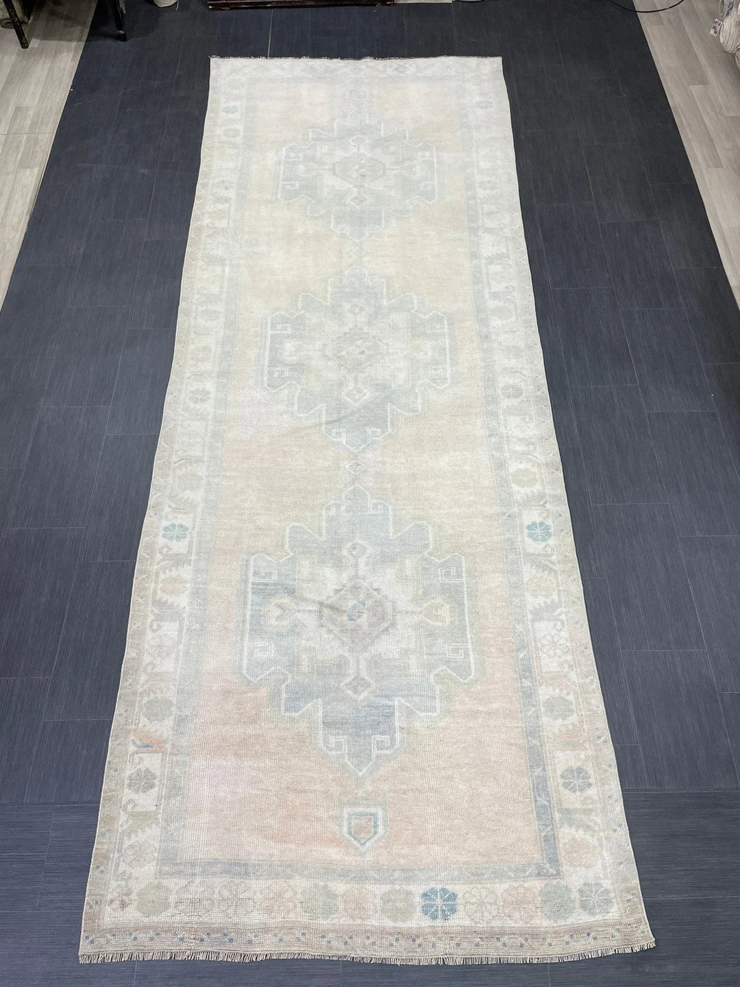 Tan Turkish Runner Rug 4' 8" x 12' 7" Hand-Knotted | No. WR16301