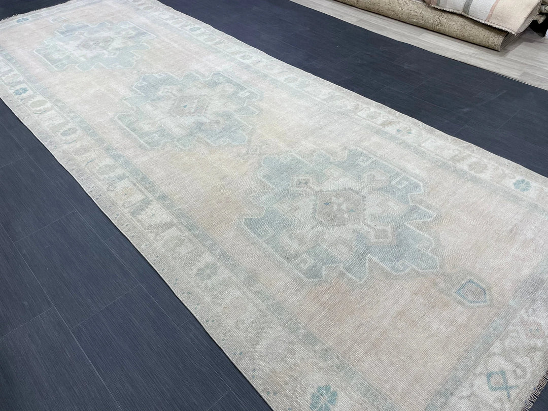 Tan Turkish Runner Rug 4' 8" x 12' 7" Hand-Knotted | No. WR16301