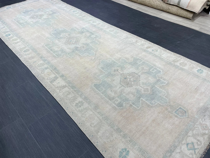 Tan Turkish Runner Rug 4' 8" x 12' 7" Hand-Knotted | No. WR16301