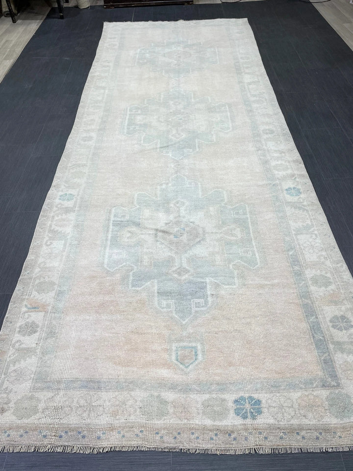 Tan Turkish Runner Rug 4' 8" x 12' 7" Hand-Knotted | No. WR16301