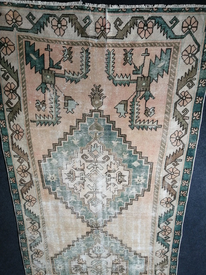 Green Turkish Runner Rug 4' 8" x 12' 6" Hand-Knotted | No. WR16555