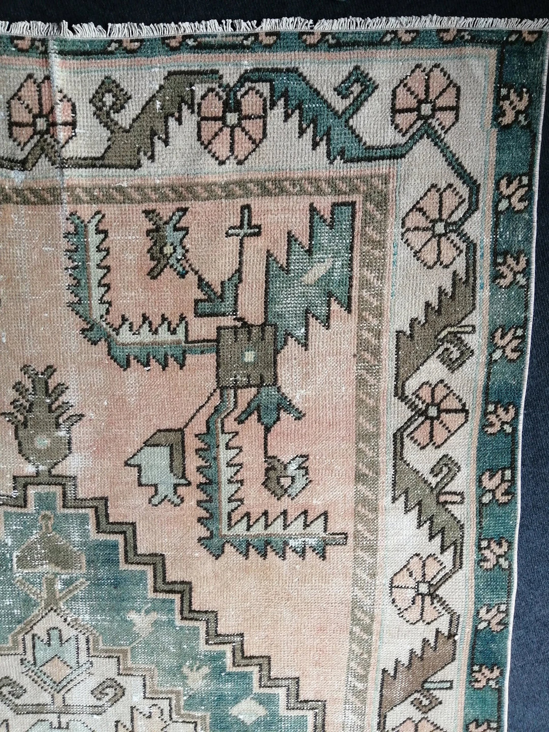 Green Turkish Runner Rug 4' 8" x 12' 6" Hand-Knotted | No. WR16555