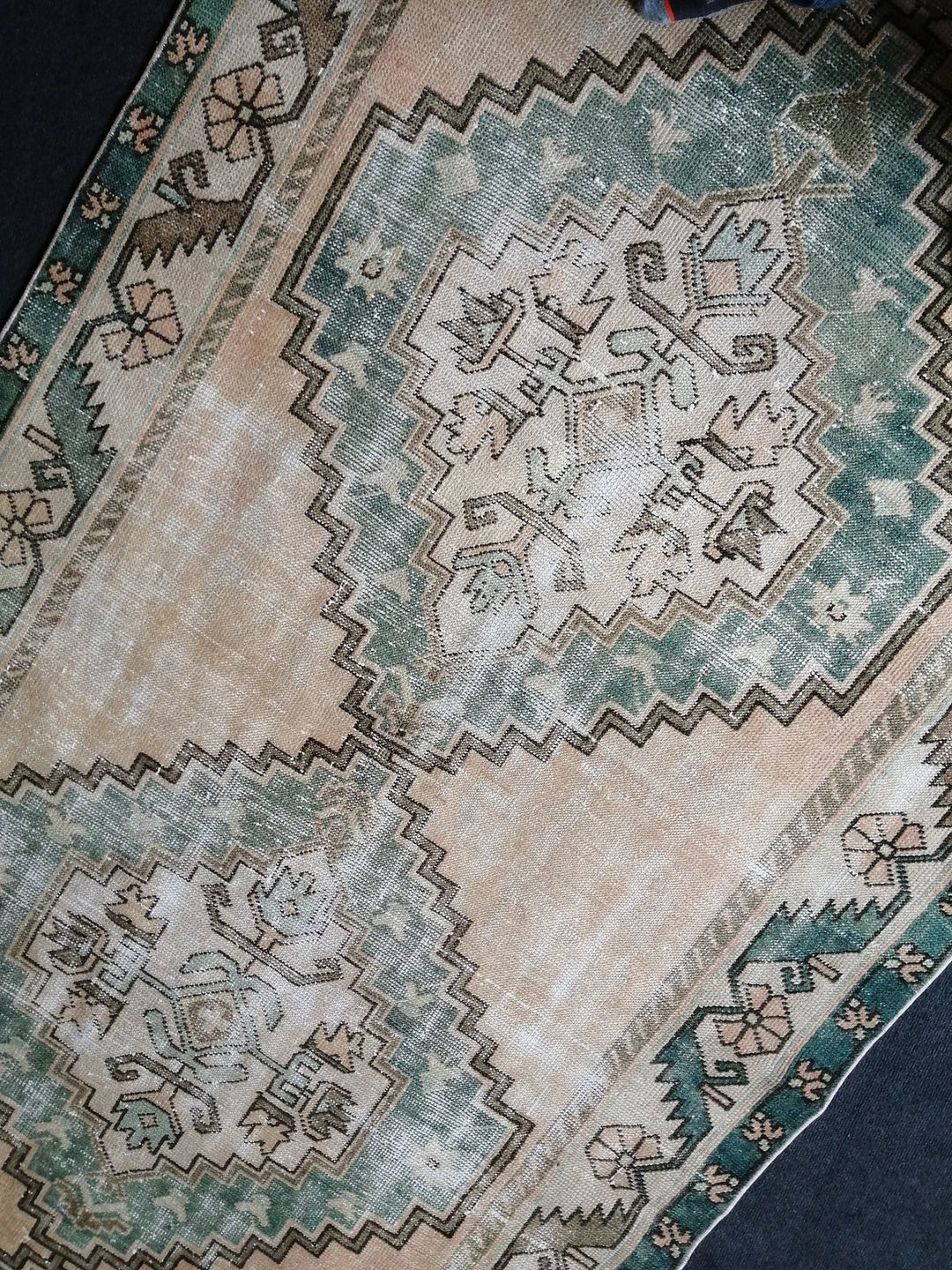 Green Turkish Runner Rug 4' 8" x 12' 6" Hand-Knotted | No. WR16555