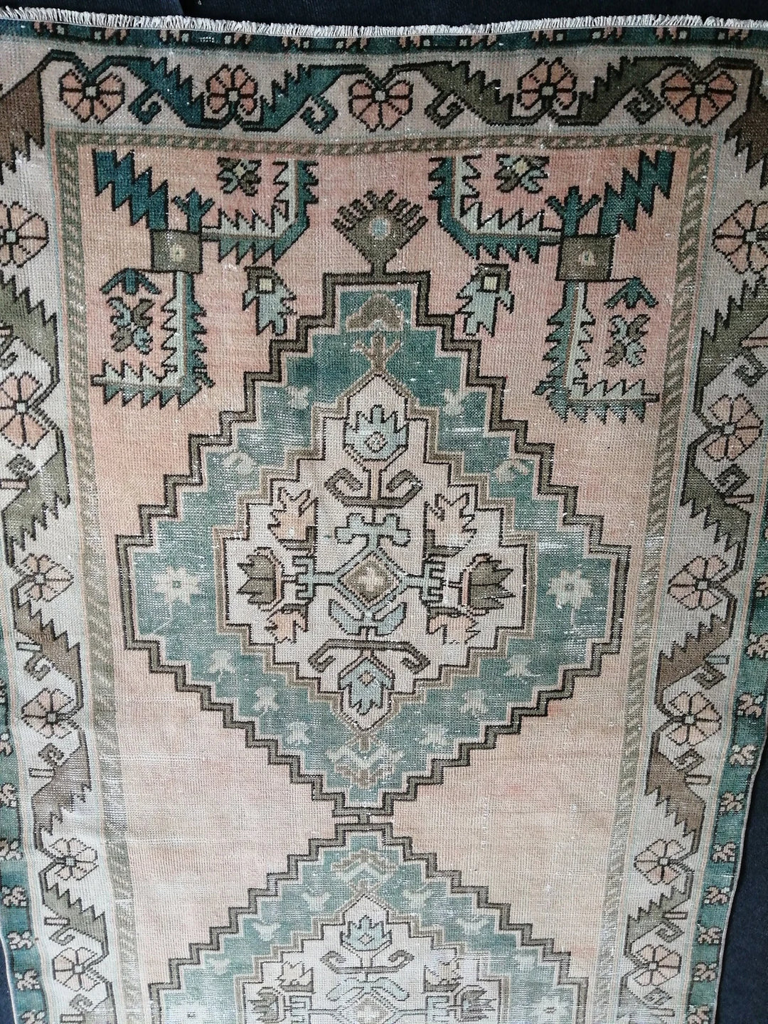 Green Turkish Runner Rug 4' 8" x 12' 6" Hand-Knotted | No. WR16555