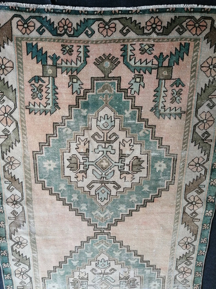 Green Turkish Runner Rug 4' 8" x 12' 6" Hand-Knotted | No. WR16555