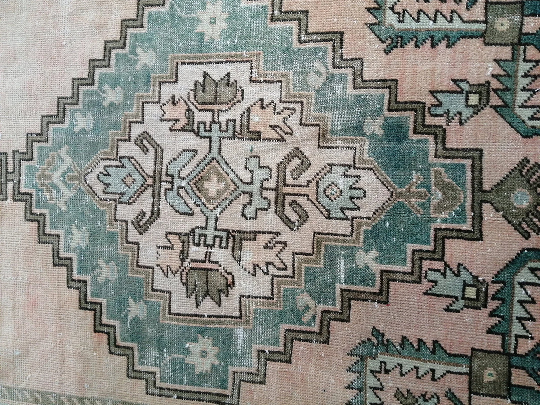 Green Turkish Runner Rug 4' 8" x 12' 6" Hand-Knotted | No. WR16555
