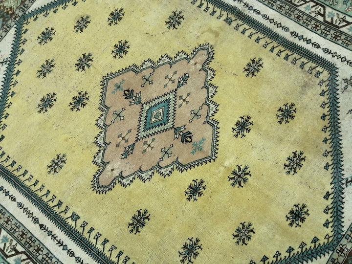 Green Turkish Runner Rug 7' 3" x 8' 8" Hand-Knotted | No. WR16743