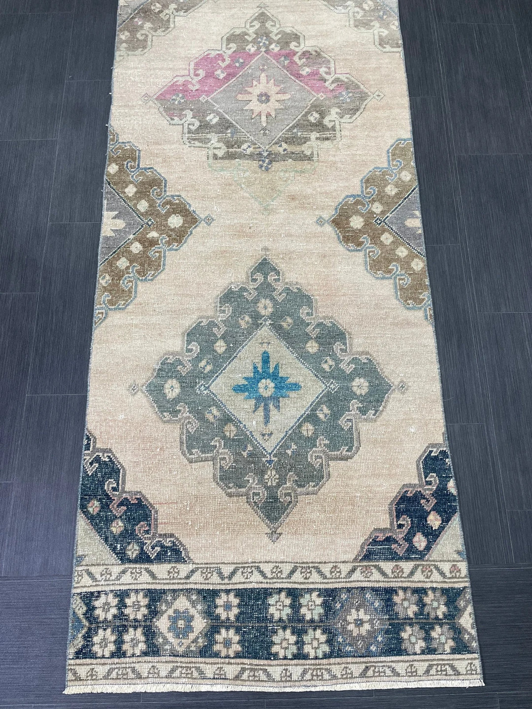 Beige Turkish Runner Rug 2' 11" x 12' 8" Hand-Knotted | No. WR16913