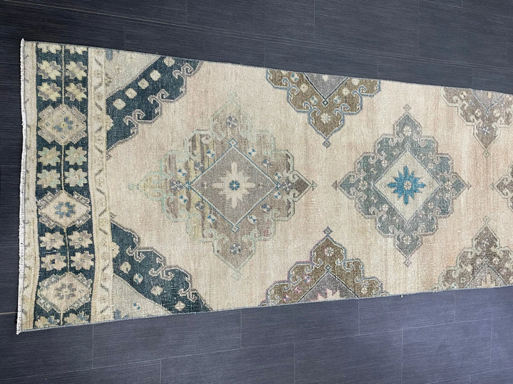 Beige Turkish Runner Rug 2' 11" x 12' 8" Hand-Knotted | No. WR16913