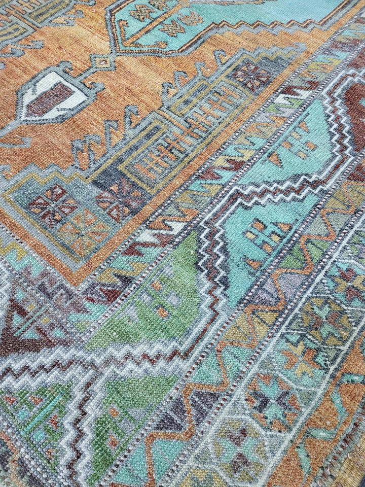 Orange Turkish Runner Rug 4' 8" x 7' 9" Hand-Knotted | No. WR17131