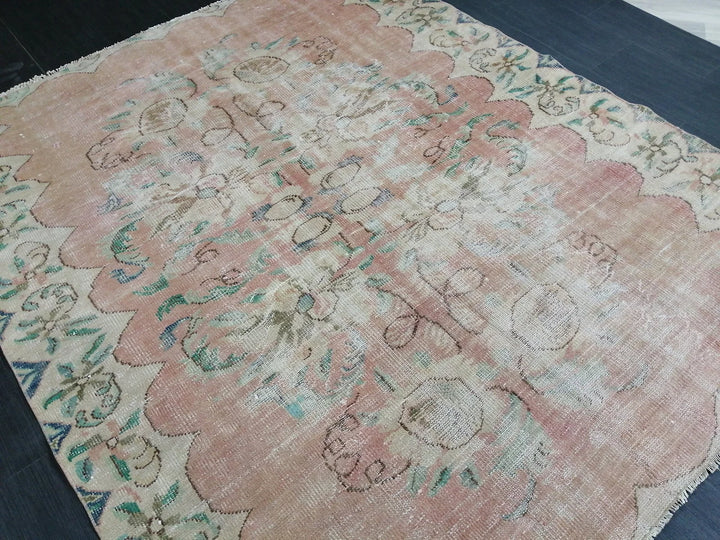 Rust Turkish Vintage Rug 6' 3" x 7' 5" Hand-Knotted | No. WR17136