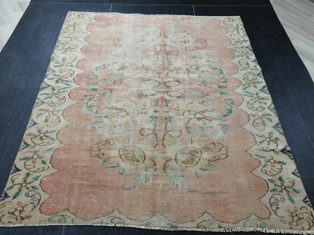Rust Turkish Vintage Rug 6' 3" x 7' 5" Hand-Knotted | No. WR17136