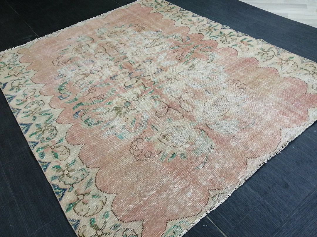Rust Turkish Vintage Rug 6' 3" x 7' 5" Hand-Knotted | No. WR17136